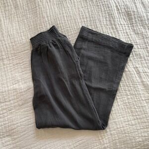 Faherty Dream Cotton Gauze Wide Leg Pants Womens Small Gray